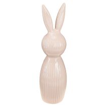 Artikel Keramik Hase 22 cm rosa mit feiner Rillenstruktur als elegante Dekofigur