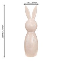 Artikel Keramik Hase 22 cm rosa mit feiner Rillenstruktur als elegante Dekofigur