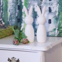 Artikel Elegante Keramik-Hasenfigur in Weiß, 22 cm, 2er-Set für Frühlings- und Osterdeko