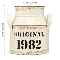 Artikel Kanne Metall Deko Creme Rost „Original 1982“ Vintage Retro 2er Set 16cm