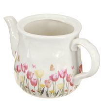 Artikel Keramikkanne mit Blumendekor, 20 cm – Frühlingshafte Deko für Zuhause und Gewerbe