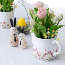 Artikel Keramikkanne mit Blumendekor, 20 cm – Frühlingshafte Deko für Zuhause und Gewerbe