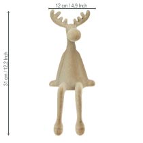 Artikel Kantenhocker Elch Braun beflockt 31cm Weihnachtsdekoration 3er Set