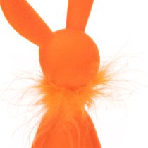 Artikel Set aus 2 Osterhasen Kantenhocker 27cm in Lachs und Orange mit Samt und Federboa