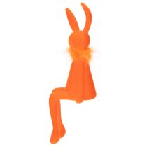 Artikel Set aus 2 Osterhasen Kantenhocker 27cm in Lachs und Orange mit Samt und Federboa