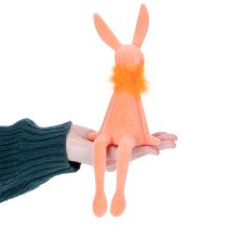 Artikel Set aus 2 Osterhasen Kantenhocker 27cm in Lachs und Orange mit Samt und Federboa