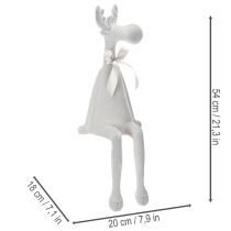Artikel Weihnachtsfigur Rentier 54cm Kantenhocker Hellgrau Kunststoff beflockt