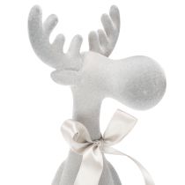 Artikel Weihnachtsfigur Rentier 54cm Kantenhocker Hellgrau Kunststoff beflockt