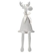 Artikel Weihnachtsfigur Rentier 54cm Kantenhocker Hellgrau Kunststoff beflockt