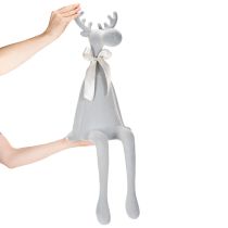 Artikel Beflockter Kantenhocker Elch mit Schleife 80 cm Hellgrau Kunststoff