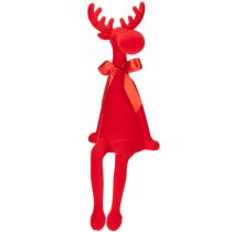 Artikel Dekofigur Elch Kantenhocker beflockt Rot 54cm Kunststoff Innenbereich