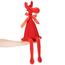 Artikel Dekofigur Elch Kantenhocker beflockt Rot 54cm Kunststoff Innenbereich