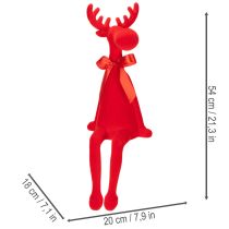 Artikel Dekofigur Elch Kantenhocker beflockt Rot 54cm Kunststoff Innenbereich