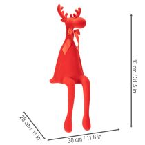 Artikel Dekofigur Elch Kantenhocker beflockt 80cm Rot für Innenbereich