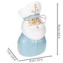 Artikel Kapitänsfigur 16cm Polyresin Blau-Weiß mit Brille und Mütze