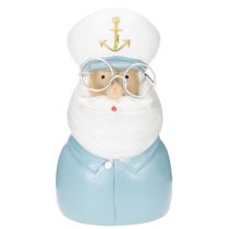 Artikel Kapitänsfigur 16cm Polyresin Blau-Weiß mit Brille und Mütze