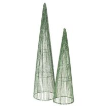 Artikel Steckkegel aus grünem Metall, 47 cm und 62 cm, 2er-Set für floristische Gestecke und Dekorationen
