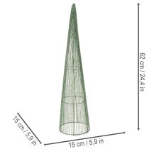 Artikel Steckkegel aus grünem Metall, 47 cm und 62 cm, 2er-Set für floristische Gestecke und Dekorationen