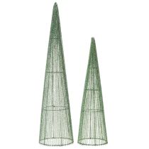 Artikel Steckkegel aus grünem Metall, 47 cm und 62 cm, 2er-Set für floristische Gestecke und Dekorationen