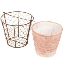 Artikel Keramik Blumentopf Metallkorb Rustikal Braun Ø18cm