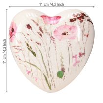 Artikel Keramik Herz Mohn Krakelee Vintage Charme Deko 11x11cm