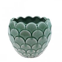 Keramik Blumentopf Vintage Grün Crackle Glaze Ø15cm H13cm