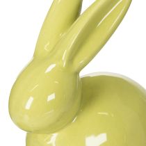 Artikel Keramik Osterhasen Set 3-teilig für stilvolle Frühlingsdeko, 12,5 cm, zartes Gelb, Grün und Braun