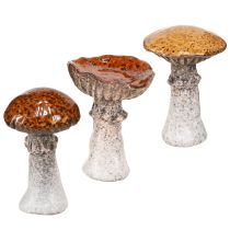 Hochwertige Keramikpilze Deko Herbstdeko Orange Gelb Braun 3er-Set 8cm