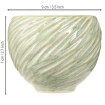 Artikel Keramikschalen Grün Spiral Design Ø9cm H7cm 4er Set
