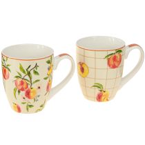 Artikel Keramiktasse mit Pfirsich-Dekor - Sommerbecher 2er Set