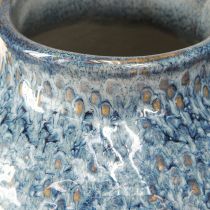 Artikel Keramikvase Blau Weiß Glasiert, Geflochtene Optik H18,5cm Dekoration