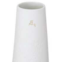 Artikel Elegante Keramikvase Weiß Gold mit Vogel Deko Ø6,5cm H19cm 2 St