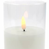 Artikel LED-Kerze im Glas Echtwachs Weiß Ø7,5cm H10cm