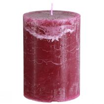 Artikel Stumpenkerzen "Berry" durchgefärbt 85×120mm, warmes Rot, 2er Set