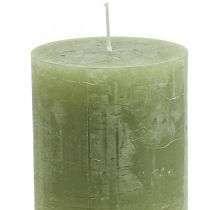 Durchgefärbte Kerzen Olivgrün Stumpenkerzen 70×80mm 4St