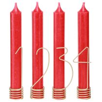 Artikel Adventskalender-Kerzenhalter Zahlen 1-4 aus Metall in Mattgold, H10cm, für Adventsdeko (4er-Set)