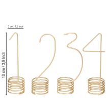 Artikel Adventskalender-Kerzenhalter Zahlen 1-4 aus Metall in Mattgold, H10cm, für Adventsdeko (4er-Set)
