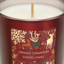 Duftkerze Weihnachten Orange, Zimt Kerzenglas Rot Ø7/ H8cm