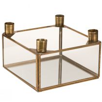 Artikel Kerzenhalter Advent Spiegel zum Befüllen Gold 15×15×10,5cm