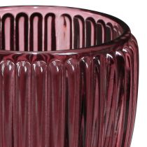 Artikel Glas Windlicht Berry, Retro Kerzenhalter Set Ø7cm H7cm, stimmungsvolle Tischdeko, 6er Pack