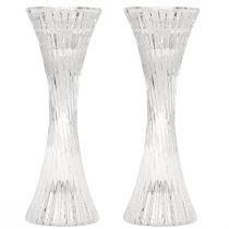 Artikel Kerzenhalter Glas Klar Rillen für Stabkerzen H20cm 2er Set