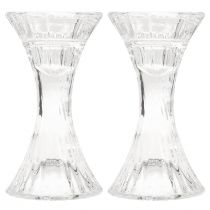 Artikel Kerzenhalter Glas Rund Ø7cm H13cm 2St - Eleganter Stabkerzenhalter für Floristen