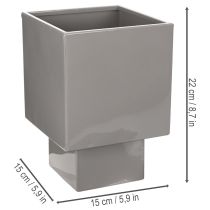 Artikel Pflanzgefäß Würfel Grau Metall mit Sockel 22 cm