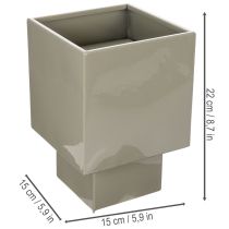 Artikel Würfel-Pflanzgefäß aus Metall 22 cm Grün mit erhöhtem Stand