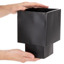 Artikel Pflanzgefäß Würfel Metall Schwarz mit Sockel 22 cm