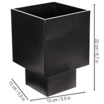 Artikel Pflanzgefäß Würfel Metall Schwarz mit Sockel 22 cm