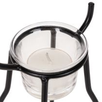 Artikel Kerzenhalter Rentier aus Metall mit Teelichtglas 28 cm Schwarz
