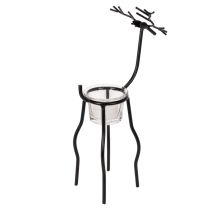 Artikel Kerzenhalter Rentier aus Metall mit Teelichtglas 28 cm Schwarz