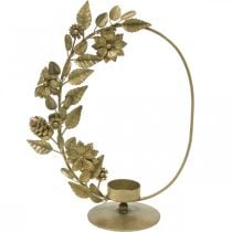 Teelichthalter Gold Deko Loop Blumen Zapfen H29,5cm