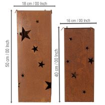 Artikel Metall Kerzenhalter Edelrost Sternenmotiv H40/50cm Weihnachtsdeko Innen/Außen